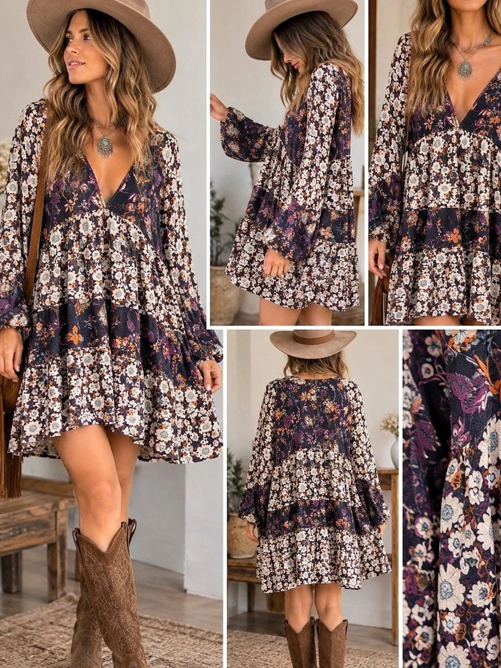 Free People Agnes Printed Mini Dress Floral Mini Dress in Purple & White Size